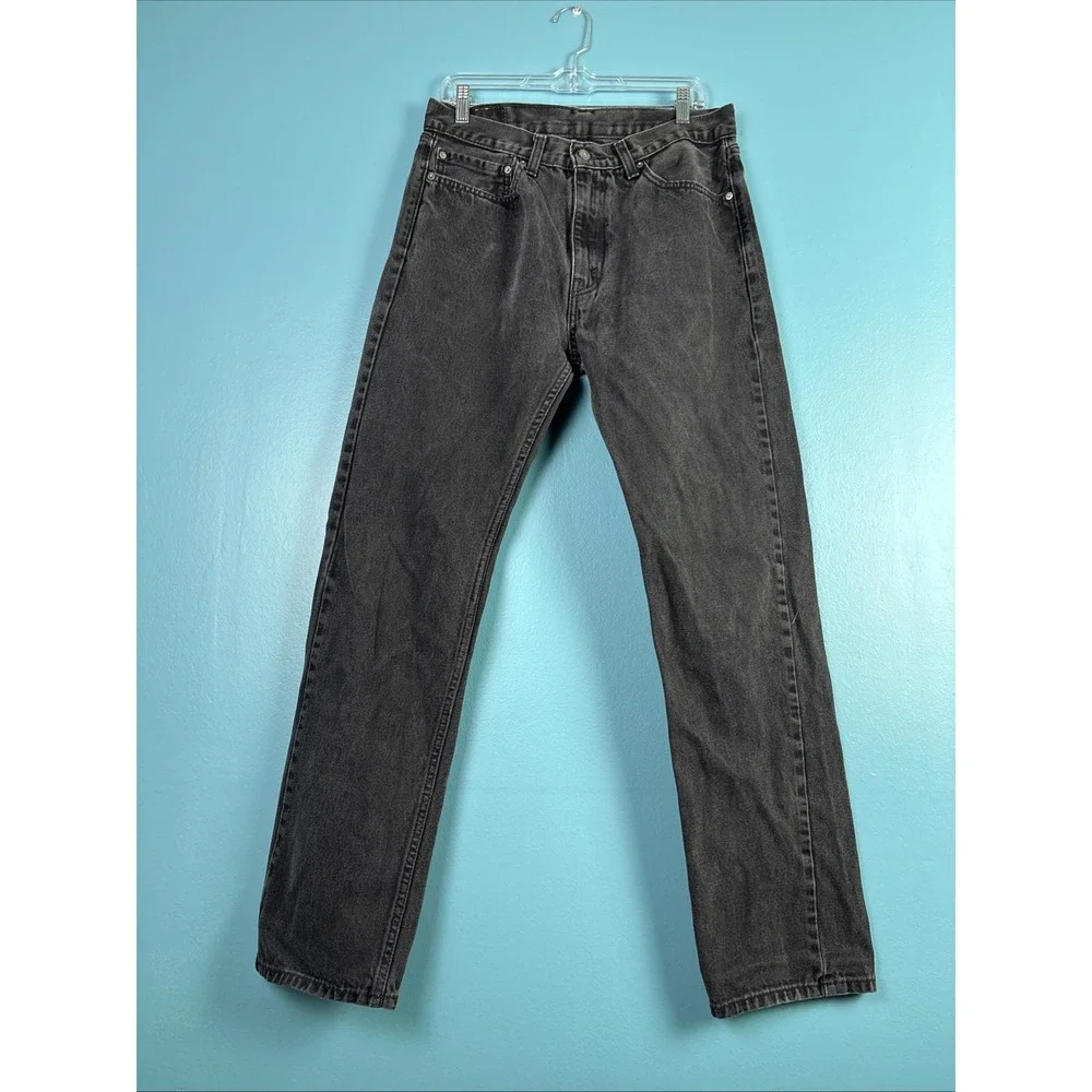 Levi's 505 Regular Fit Jeans Mens 34x34 Faded Black Straight Leg Denim